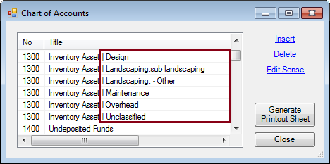Landscaping Chart Of Accounts