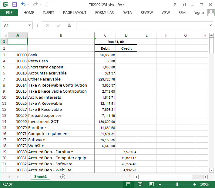 Excel FSM Trial balance data Financial Statement Masters